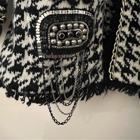 Zara Knit Wool Houndstooth Jacket - Picture 2 of 3